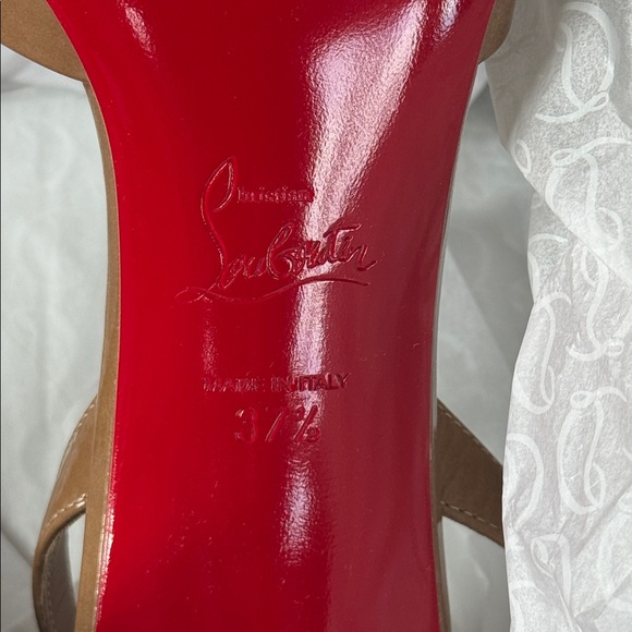 Christian Louboutin apostropha sling 80 pump lionne beige camel stiletto sz 37.5 - Picture 10 of 10